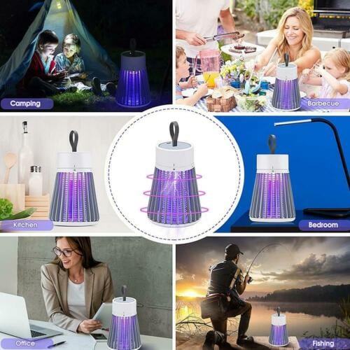Rechargeable mosquito zapper lamp used while camping and at home